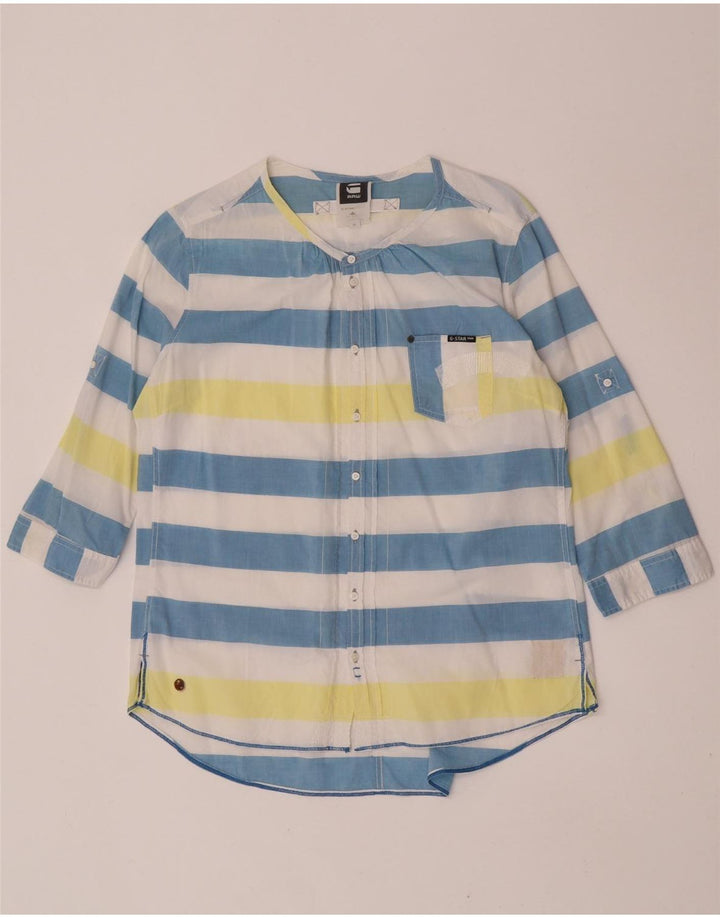 G-Star Womens See Through Shirt UK 14 Medium Multicoloured Striped