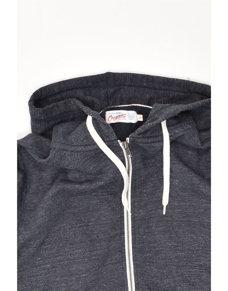 JACK & JONES Mens Zip Hoodie Sweater Large Navy Blue Flecked Cotton | Vintage Jack & Jones | Thrift | Second-Hand Jack & Jones | Used Clothing | Messina Hembry 