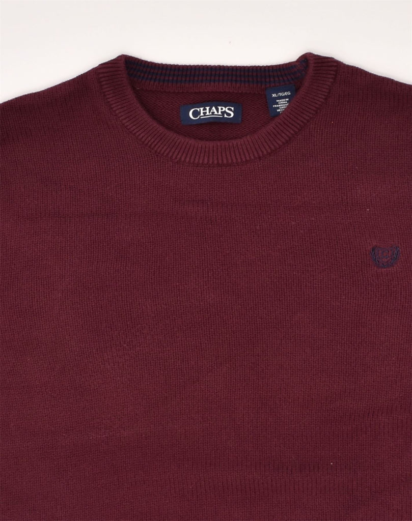 CHAPS Mens Crew Neck Jumper Sweater XL Burgundy Cotton | Vintage Chaps | Thrift | Second-Hand Chaps | Used Clothing | Messina Hembry 