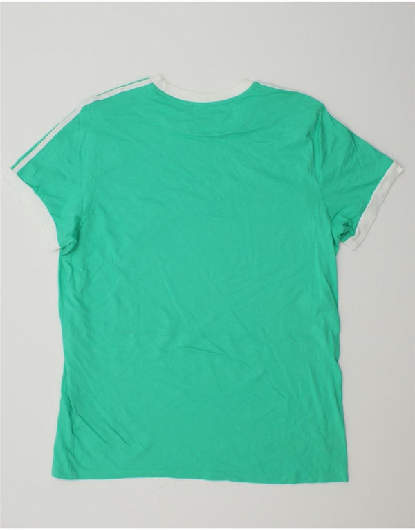 Adidas Womens T-Shirt Top UK 16 Large Turquoise Cotton