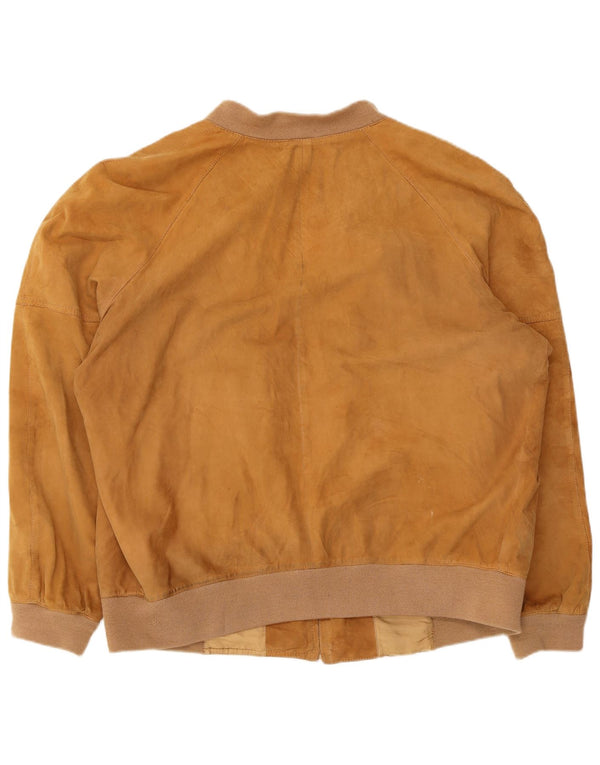 Vintage Mens Suede Bomber Jacket UK 36 Small Beige