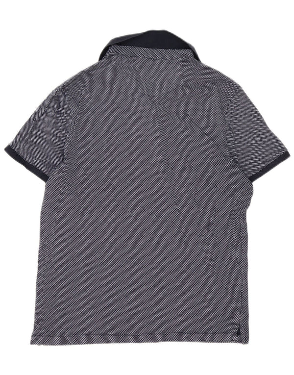 Michael Kors Mens Polo Shirt Medium Navy Blue Gingham Cotton