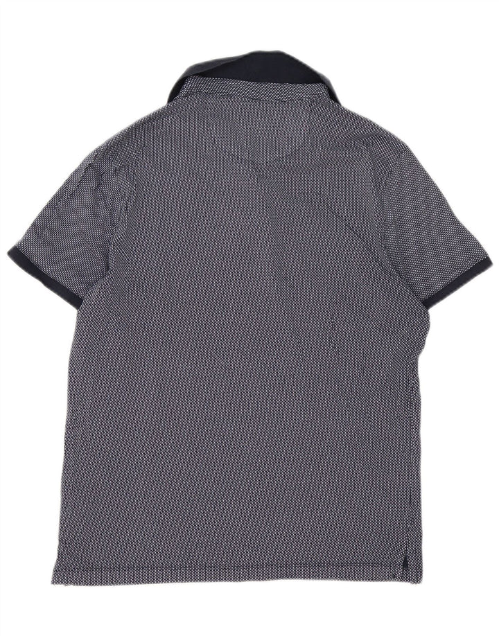 Michael Kors Mens Polo Shirt Medium Navy Blue Gingham Cotton