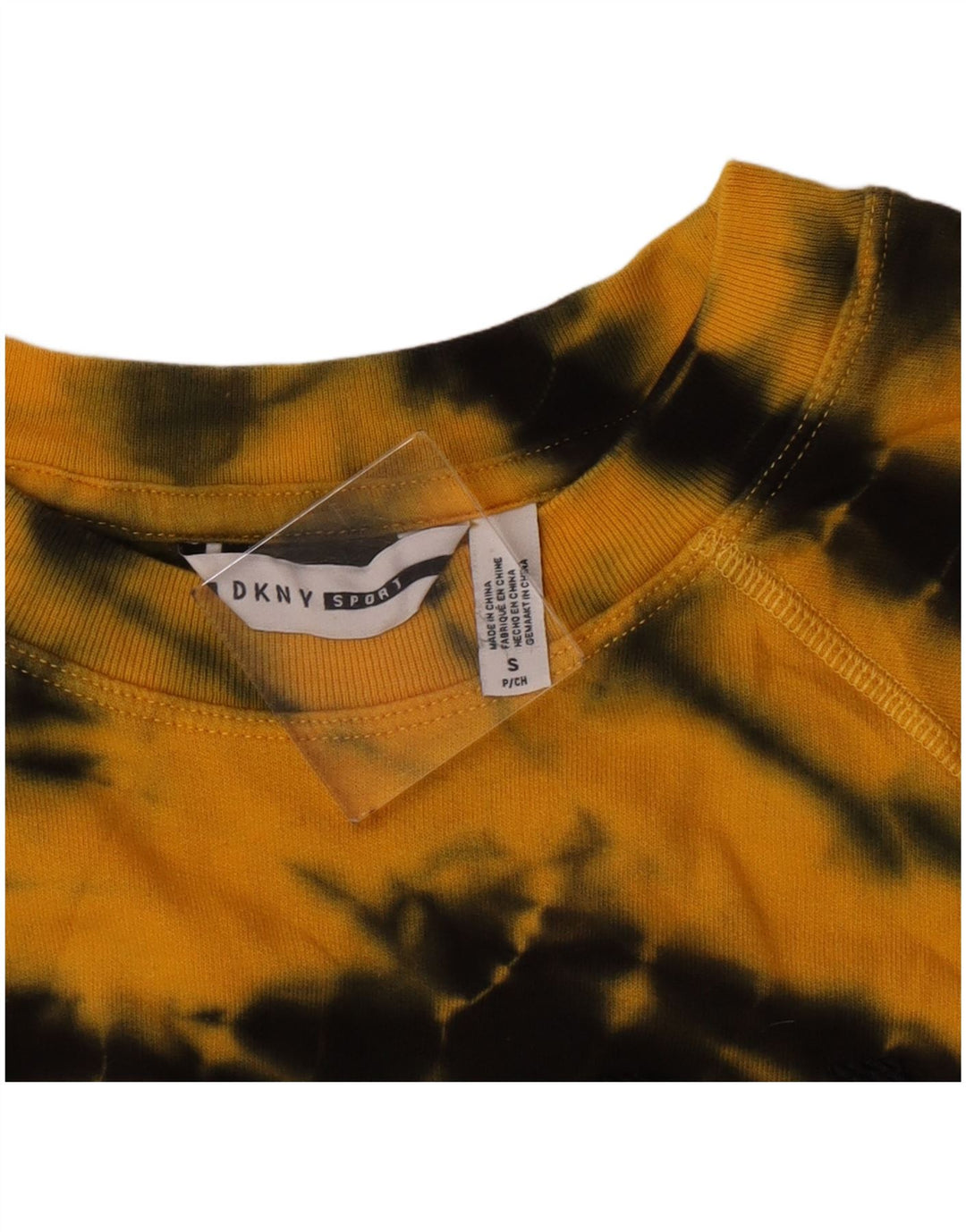 Dkny Womens Oversized Graphic Sweatshirt Jumper UK 10 Small Yellow Tie Dye