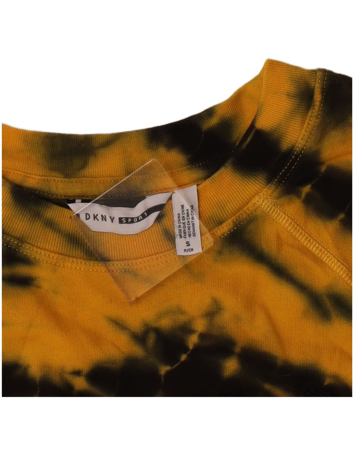 Dkny Womens Oversized Graphic Sweatshirt Jumper UK 10 Small Yellow Tie Dye