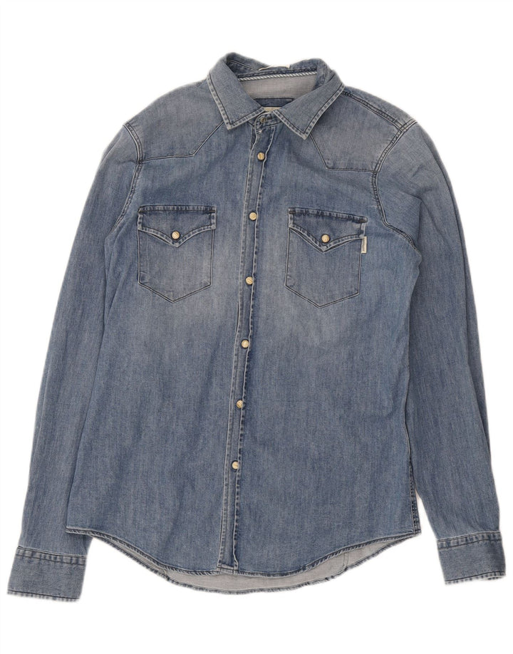 Roy Rogers Mens Denim Shirt Medium Blue Cotton