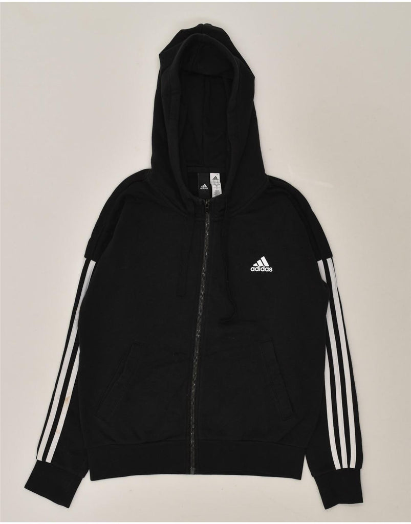 ADIDAS Womens Zip Hoodie Sweater UK 8-10 Small Black Cotton | Vintage Adidas | Thrift | Second-Hand Adidas | Used Clothing | Messina Hembry 