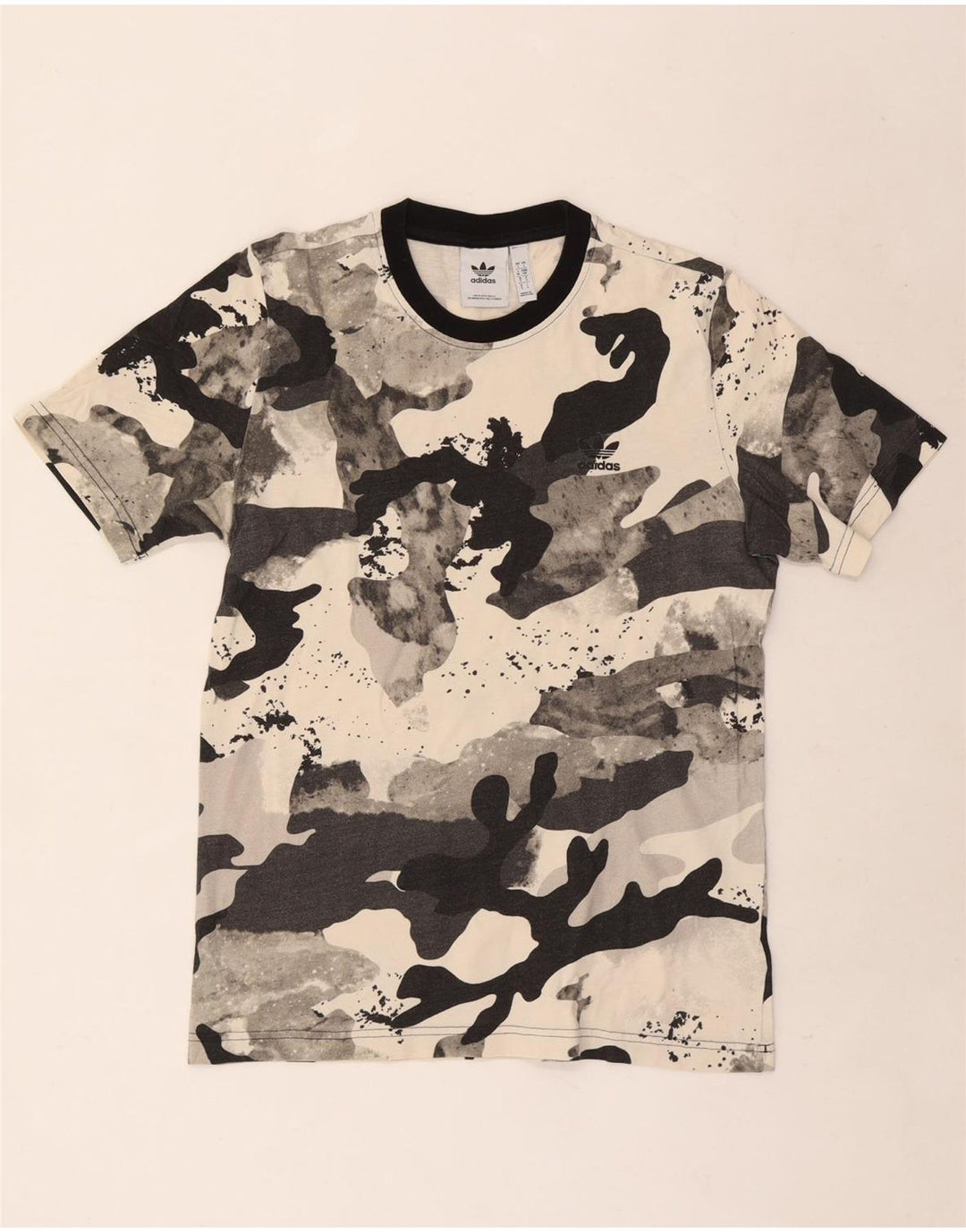 Adidas Mens T-Shirt Top Small Grey Camouflage Cotton