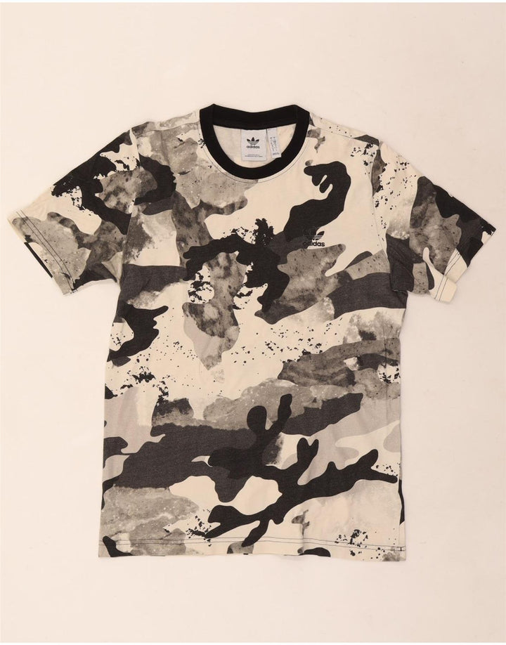 Adidas Mens T-Shirt Top Small Grey Camouflage Cotton