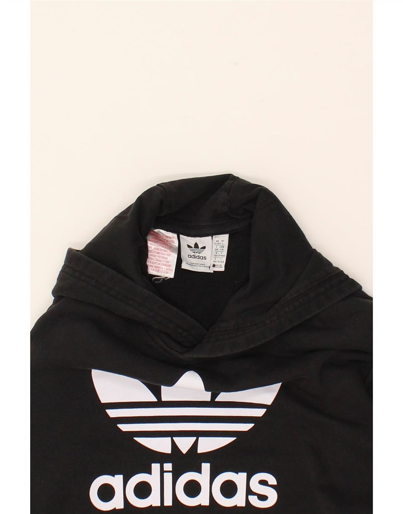 ADIDAS Boys Graphic Hoodie Jumper 13-14 Years  Black Cotton Vintage Adidas and Second-Hand Adidas from Messina Hembry 