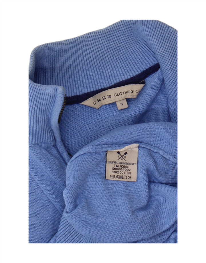 CREW CLOTHING Mens Zip Neck Jumper Sweater Small Blue Cotton