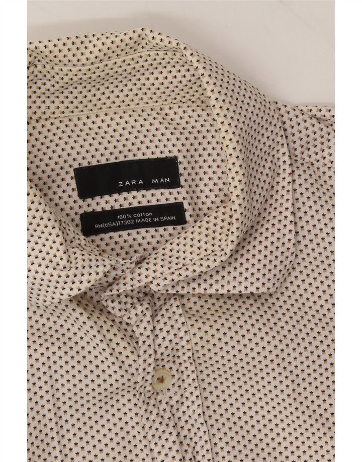 ZARA Mens Shirt Medium Beige Spotted Cotton Vintage Zara and Second-Hand Zara from Messina Hembry 