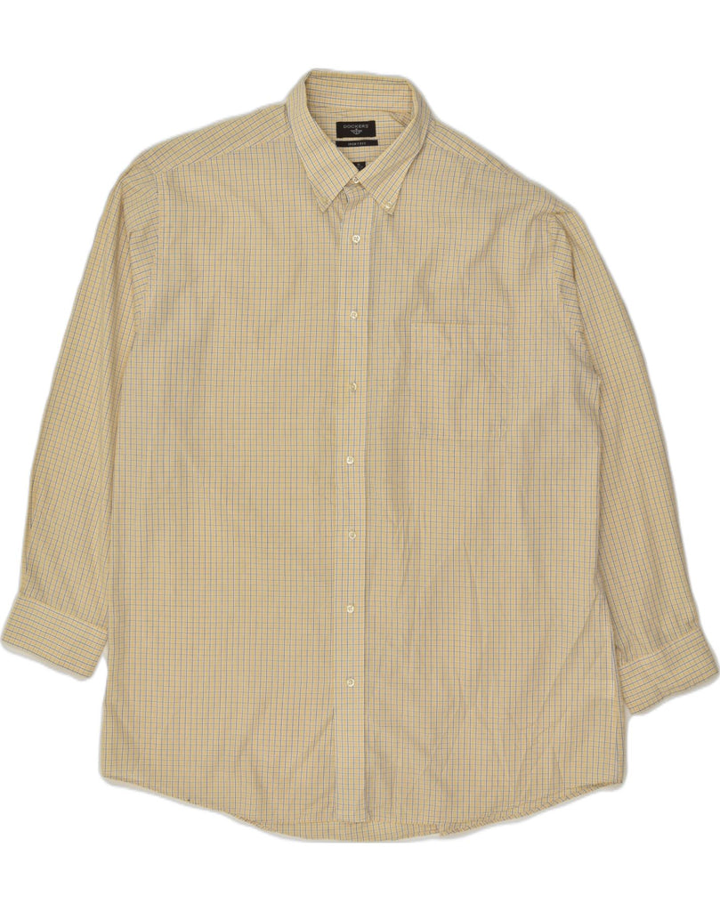 DOCKERS Mens Shirt Size 17 17 1/2 XL Beige Check Cotton | Vintage Dockers | Thrift | Second-Hand Dockers | Used Clothing | Messina Hembry 