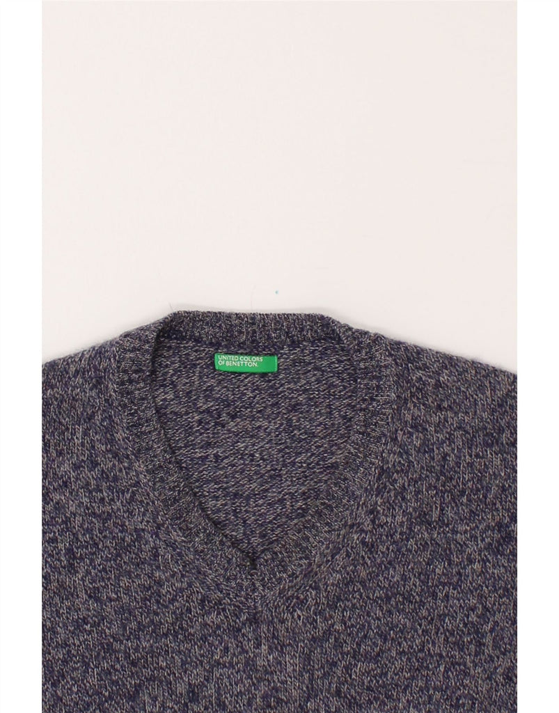 BENETTON Mens V-Neck Jumper Sweater Large Navy Blue Vintage Benetton and Second-Hand Benetton from Messina Hembry 