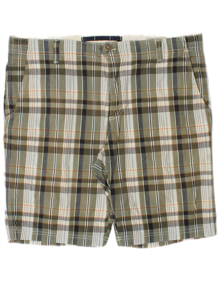 Playlife Mens Chino Shorts W36 Large Khaki Plaid