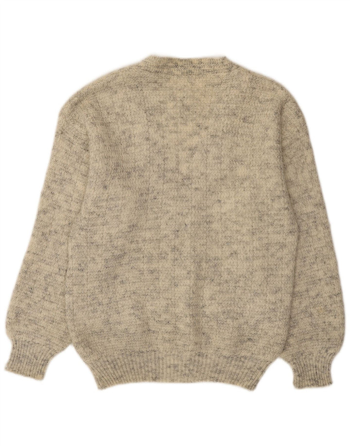 Cido Mens Cardigan Sweater Large Beige Flecked Acrylic