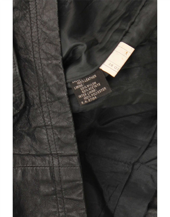 Vintage Mens Hooded Leather Jacket UK 38 Medium Black
