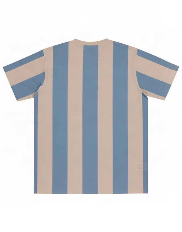 Adidas Mens Graphic T-Shirt Top Medium Blue Striped Cotton