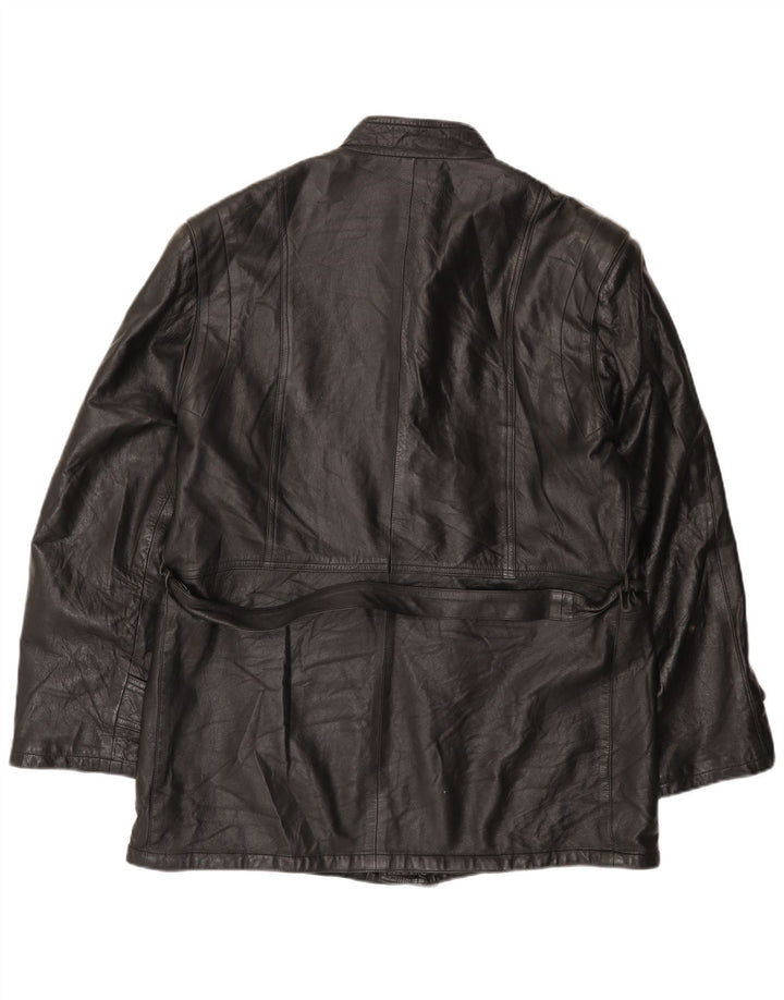 Indios Mens Leather Jacket IT 52 XL Black Leather