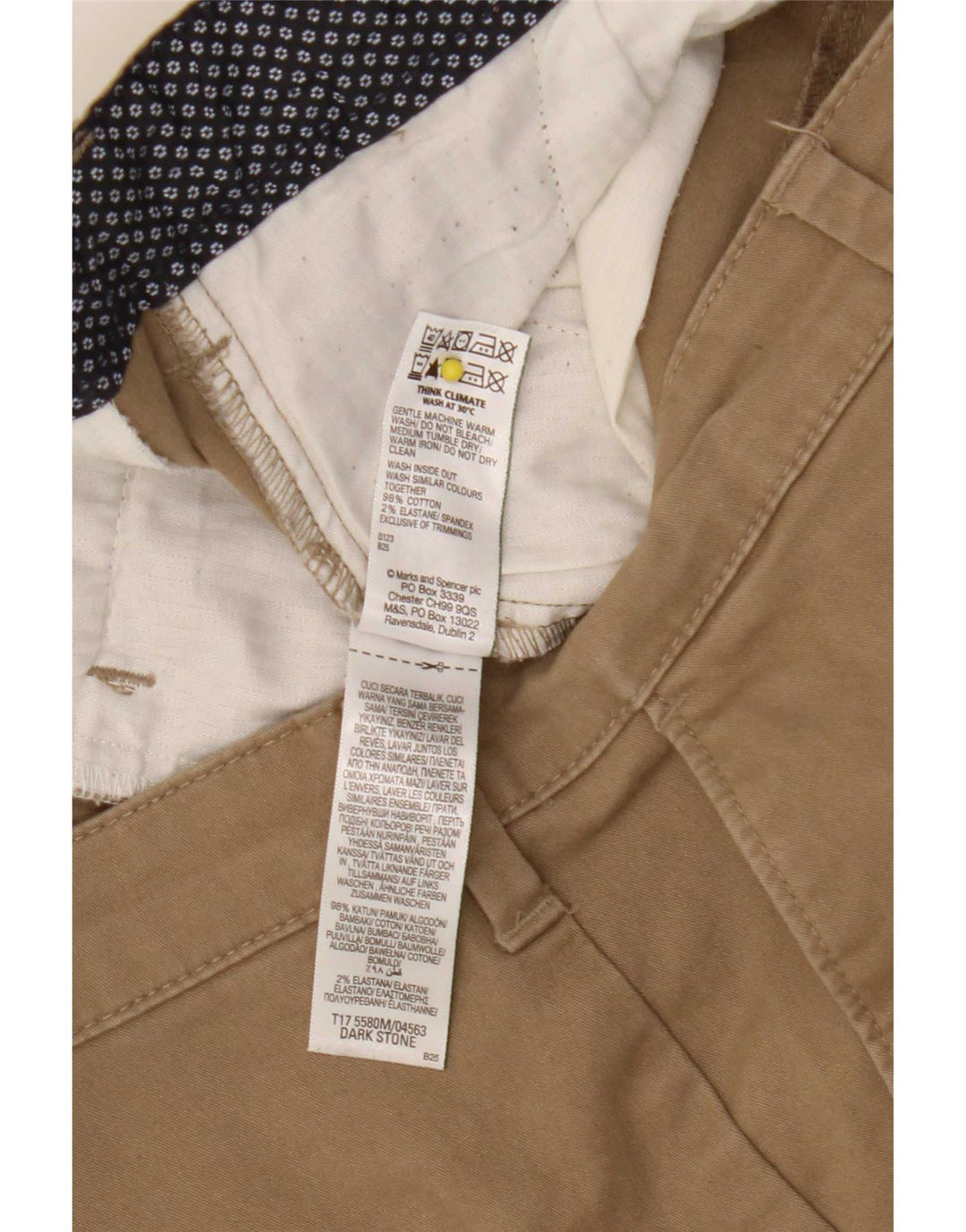 Marks & Spencer Mens Chino Shorts W34 Large Beige Cotton