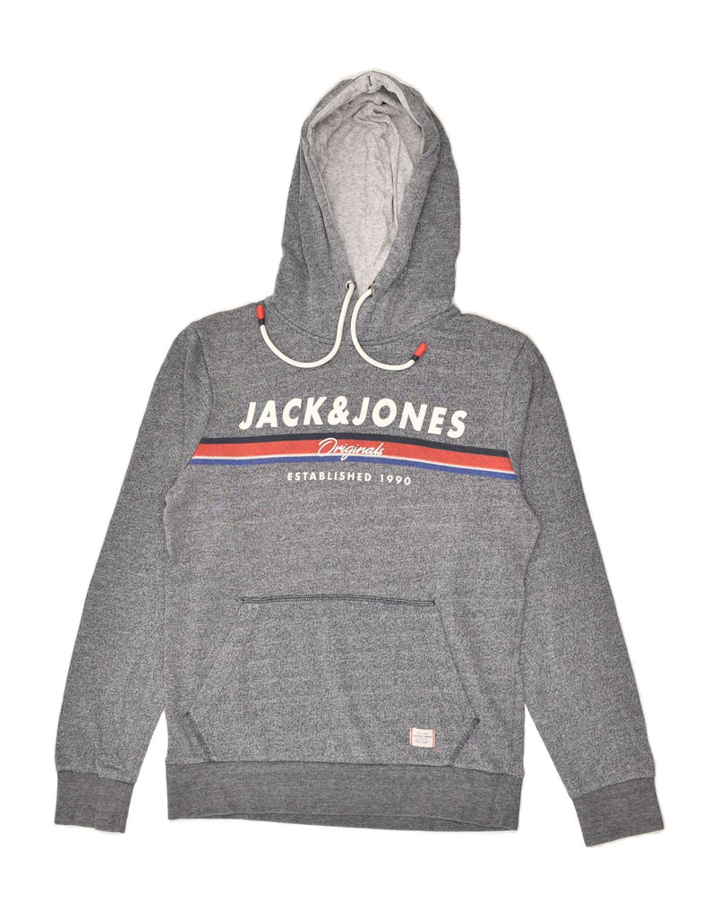 JACK & JONES Mens Graphic Hoodie Jumper Small Grey Cotton | Vintage Jack & Jones | Thrift | Second-Hand Jack & Jones | Used Clothing | Messina Hembry 