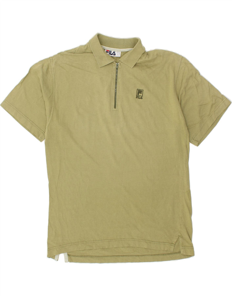 FILA Mens Polo Shirt Medium Khaki Cotton Vintage Fila and Second-Hand Fila from Messina Hembry 