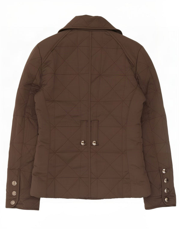 Zara Womens Quilted Jacket UK 12 Medium Brown Polyester