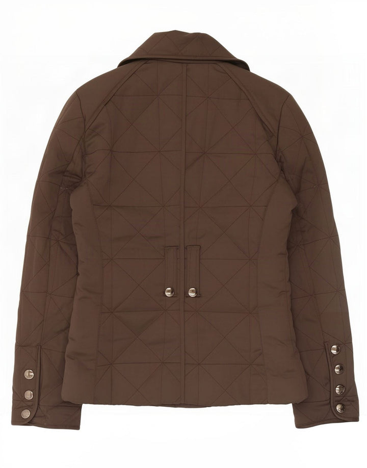 Zara Womens Quilted Jacket UK 12 Medium Brown Polyester