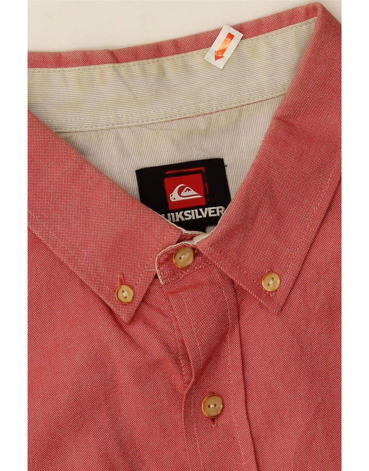 Quiksilver Mens Short Sleeve Shirt Large Red Cotton