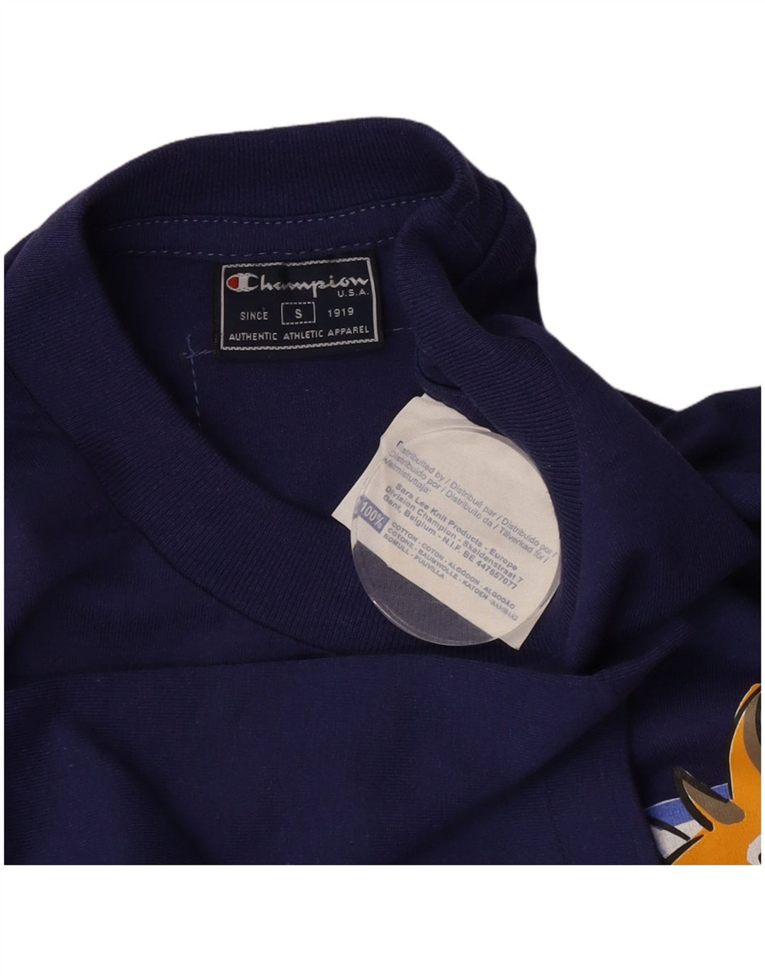 Champion Mens Graphic T-Shirt Top Small Blue Cotton