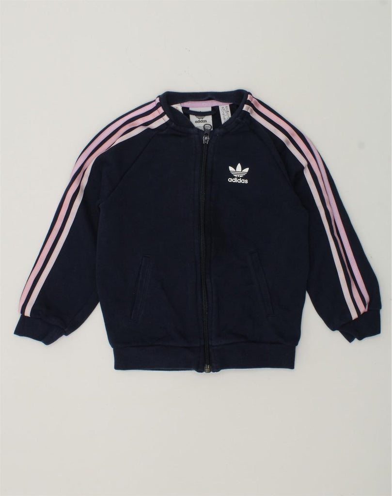 ADIDAS Girls Tracksuit Top Jacket 2-3 Years Navy Blue Cotton | Vintage Adidas | Thrift | Second-Hand Adidas | Used Clothing | Messina Hembry 