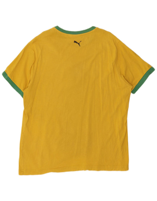 Puma Mens Graphic T-Shirt Top XL Yellow Colourblock Cotton