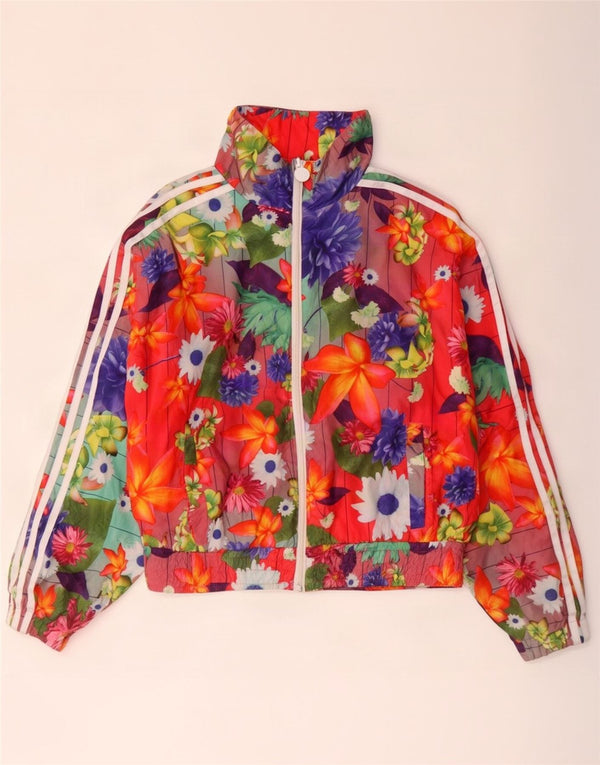 Adidas Girls Tracksuit Top Jacket 11-12 Years Multicoloured Floral