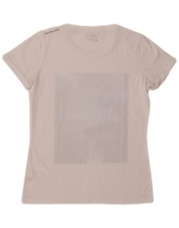 Calvin Klein Jeans Womens Graphic T-Shirt Top UK 18 XL White Polyester
