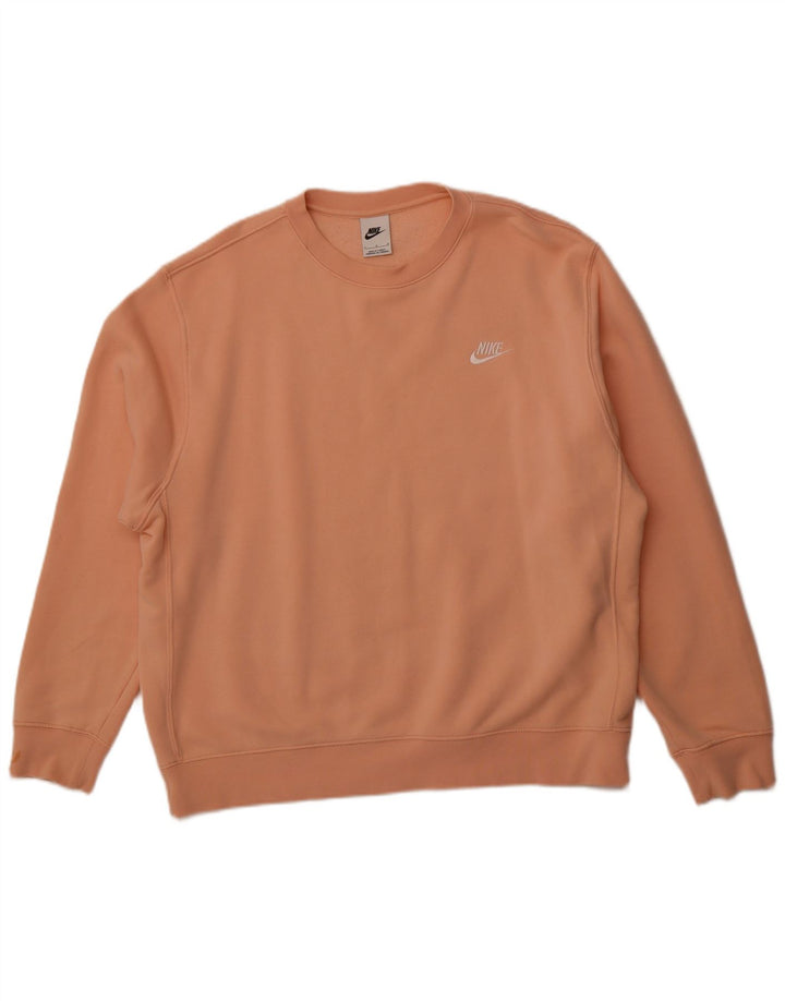 NIKE Mens Sweatshirt Jumper Large Orange Cotton