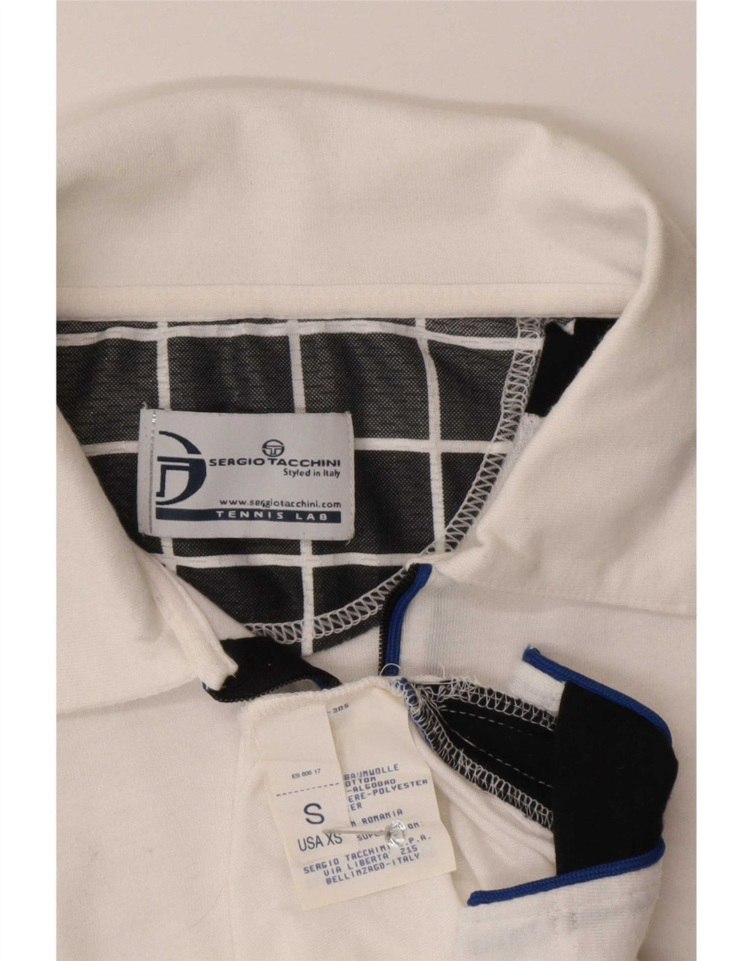 Sergio Tacchini Mens Polo Shirt Small White Colourblock Cotton