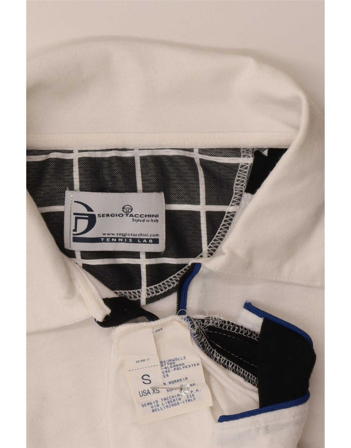 Sergio Tacchini Mens Polo Shirt Small White Colourblock Cotton