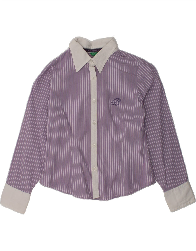 BENETTON Girls Shirt 5-6 Years Small  Purple Striped Cotton | Vintage Benetton | Thrift | Second-Hand Benetton | Used Clothing | Messina Hembry 