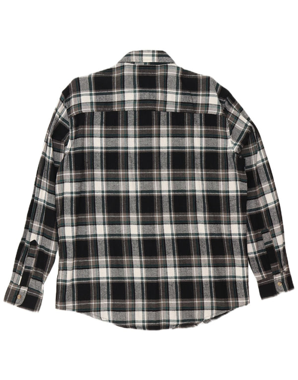 Vintage Mens Flannel Shirt Medium Black Check Cotton