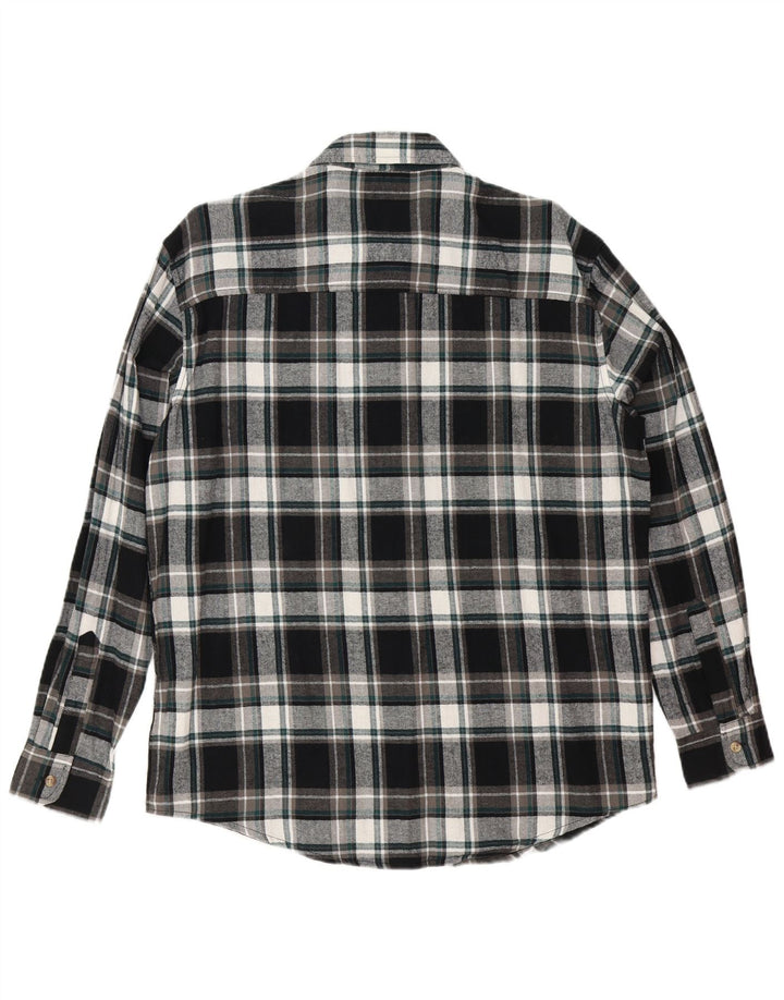 Vintage Mens Flannel Shirt Medium Black Check Cotton
