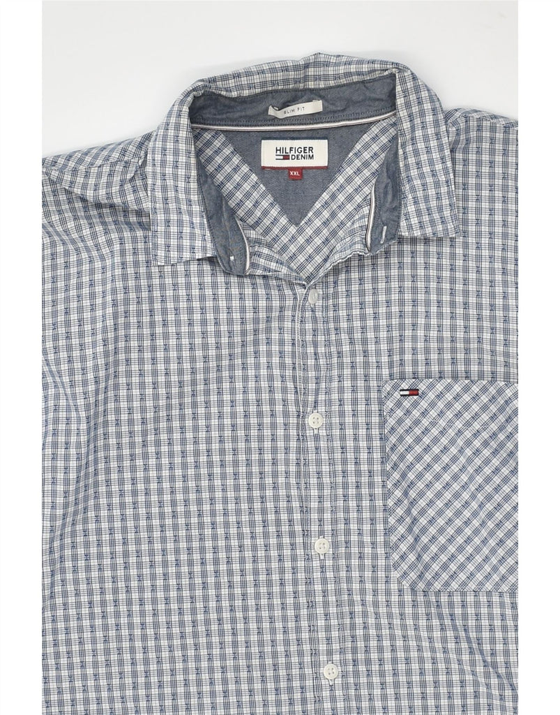 TOMMY HILFIGER Mens Slim Fit Shirt 2XL Blue Check Cotton | Vintage Tommy Hilfiger | Thrift | Second-Hand Tommy Hilfiger | Used Clothing | Messina Hembry 