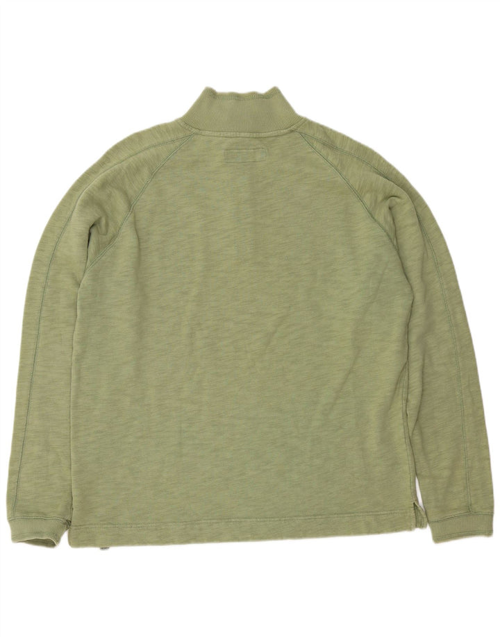 White Stuff Mens Zip Neck Sweatshirt Jumper Medium Green Flecked Cotton