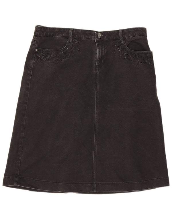 Marks & Spencer Womens Denim Skirt UK 14 Large W32 Black Cotton