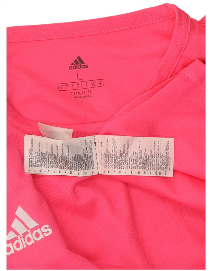 ADIDAS Mens Climalite Graphic T-Shirt Top Large Pink Colourblock Polyester
