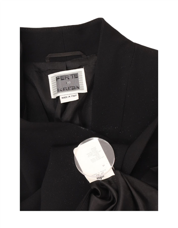 Perte by Krizia Womens 3/4 Sleeve 1 Button Blazer Jacket UK 14 Medium Black