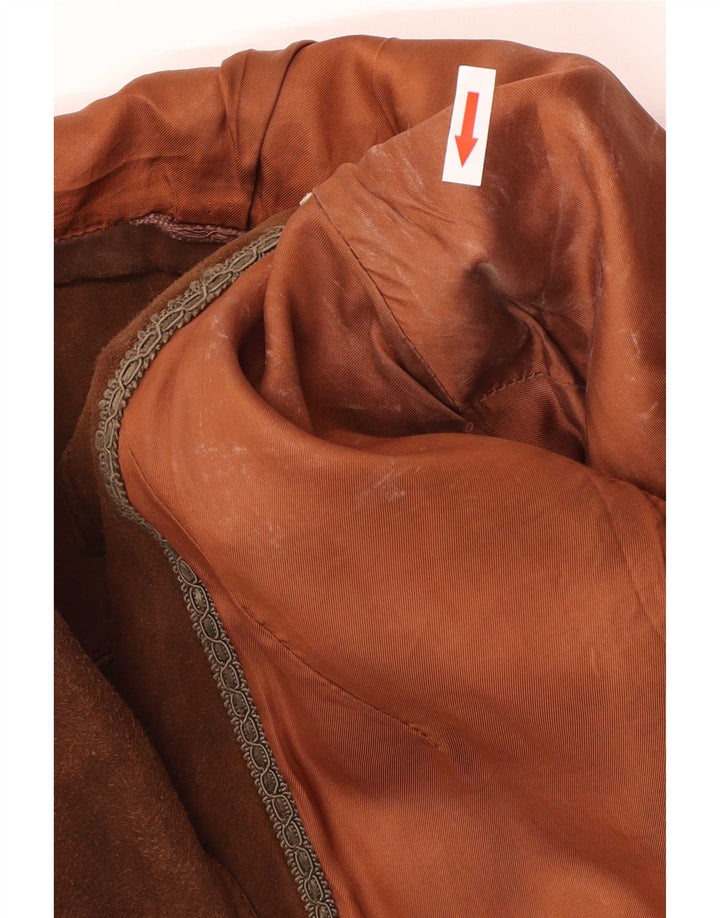 Vintage Womens Suede 3 Button Blazer Jacket Size 14 Medium Brown Classic