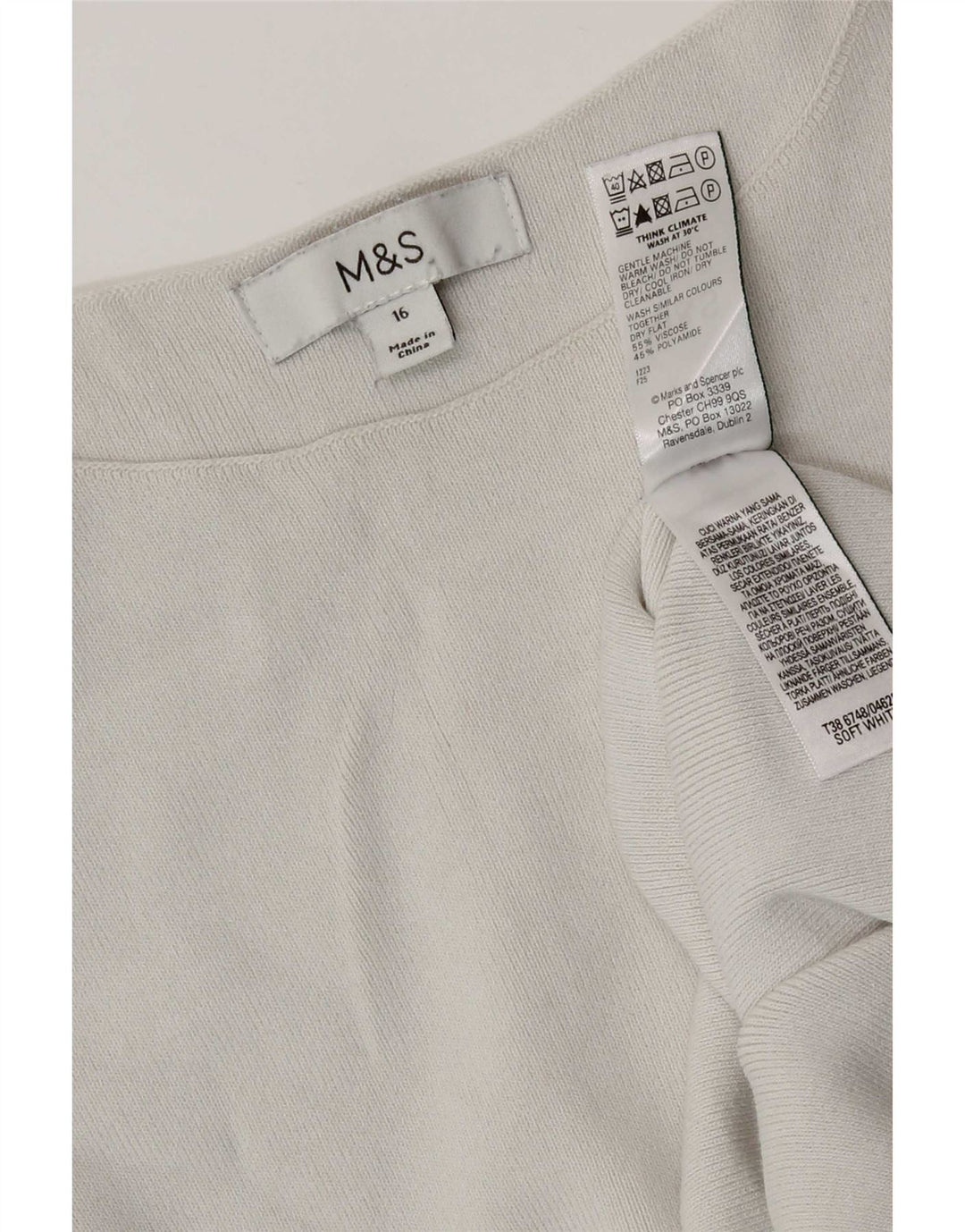 Marks & Spencer Womens Vest Top UK 16 Large Off White Viscose