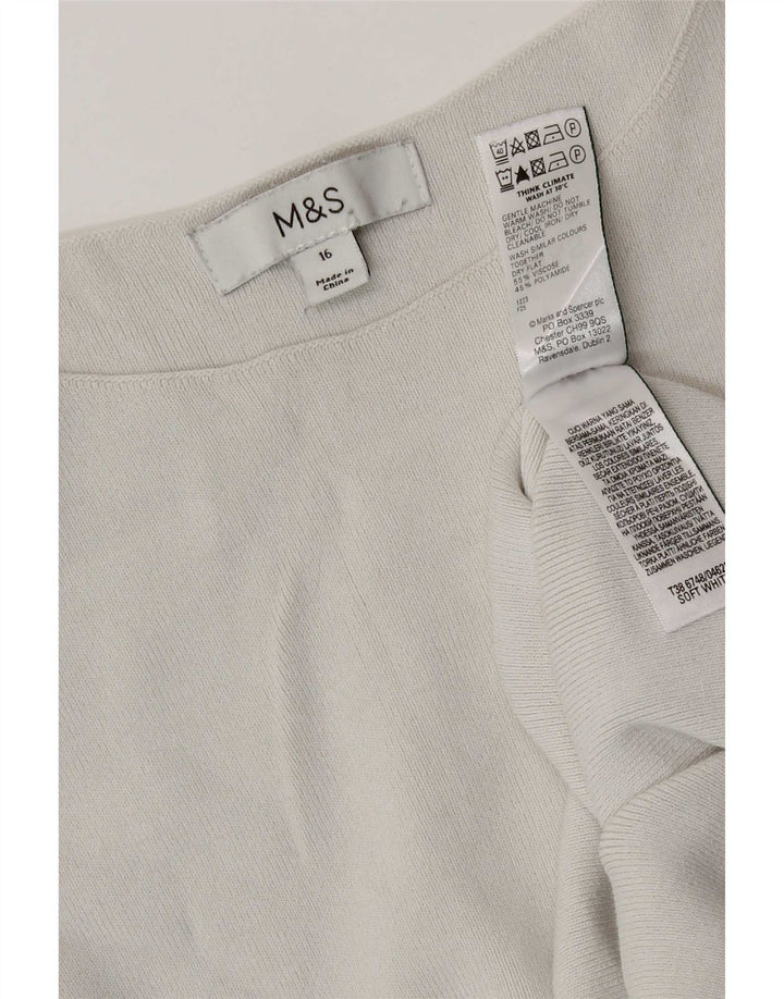 Marks & Spencer Womens Vest Top UK 16 Large Off White Viscose