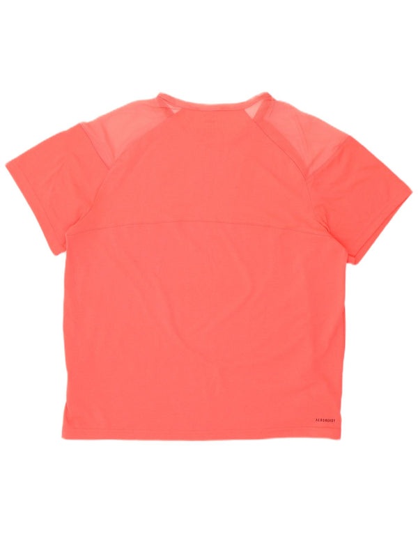 Adidas Womens Aeroready T-Shirt Top UK 12/14 Medium Pink Polyester