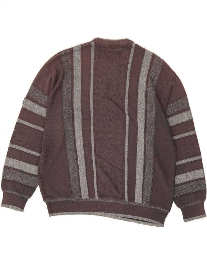 MAREMMA  Mens Crew Neck Jumper Sweater Large Brown Striped Vintage Maremma and Second-Hand Maremma from Messina Hembry 